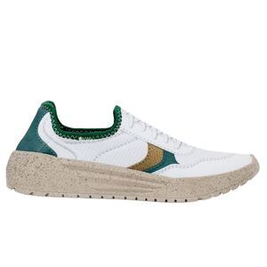 Psudo Womens Court Sneakers White Green Gold‎ Sustainable Slip On Size 8 US
